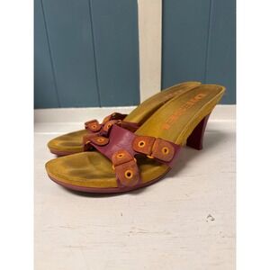 Diesel Womens Heeled Sandals Slides‎ Mules Platforms Open Toe Burgundy Retro